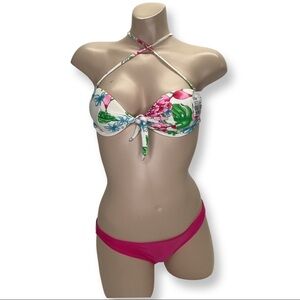 Recco Size Large Brazilian Floral and Pink Underwire Bikini Set. New With Tags.